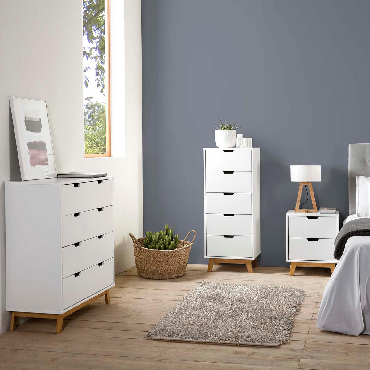 NACHTTISCH Miranda 2 Schubladen Weiß - Weiß, Holz (43/52/35cm) - VS Venta-stock