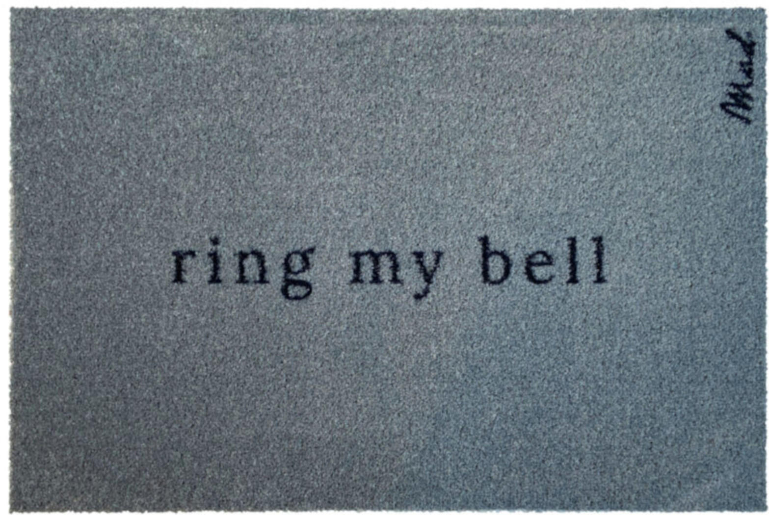 OUTDOOR FUßMATTE "Andrea" mit Spruch "ring my bell" Blau 50 x 75 cm - Blau/Schwarz, Kunststoff/Textil (50/75cm) - MAD ABOUT MATS