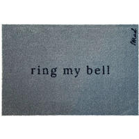 OUTDOOR FUßMATTE "Andrea" mit Spruch "ring my bell" Blau 50 x 75 cm - Blau/Schwarz, Kunststoff/Textil (50/75cm) - MAD ABOUT MATS