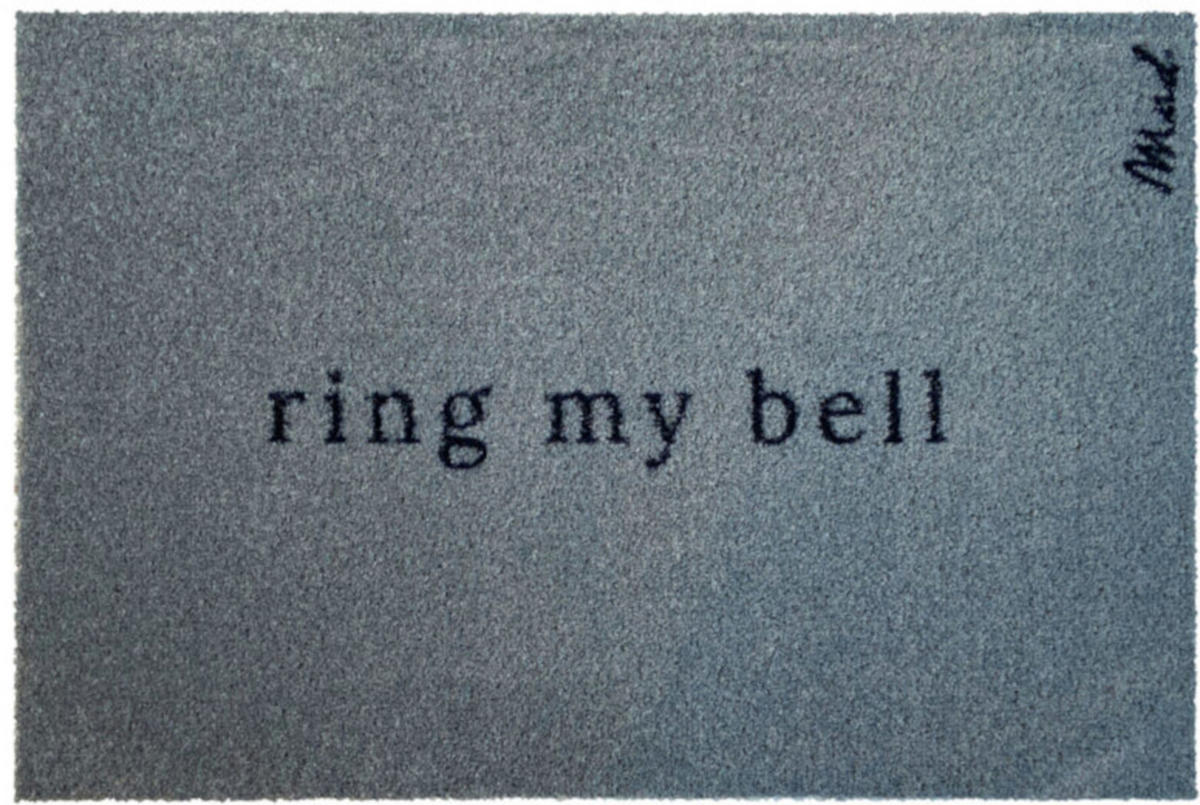 OUTDOOR FUßMATTE "Andrea" mit Spruch "ring my bell" Blau 50 x 75 cm - Blau/Schwarz, Kunststoff/Textil (50/75cm) - MAD ABOUT MATS