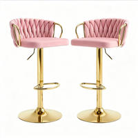 BARHOCKER höhenverstellbar 77-98 cm Samt Pink 2er-Set - Pink, Metall (49.5/98/50.51cm) - Meubliv