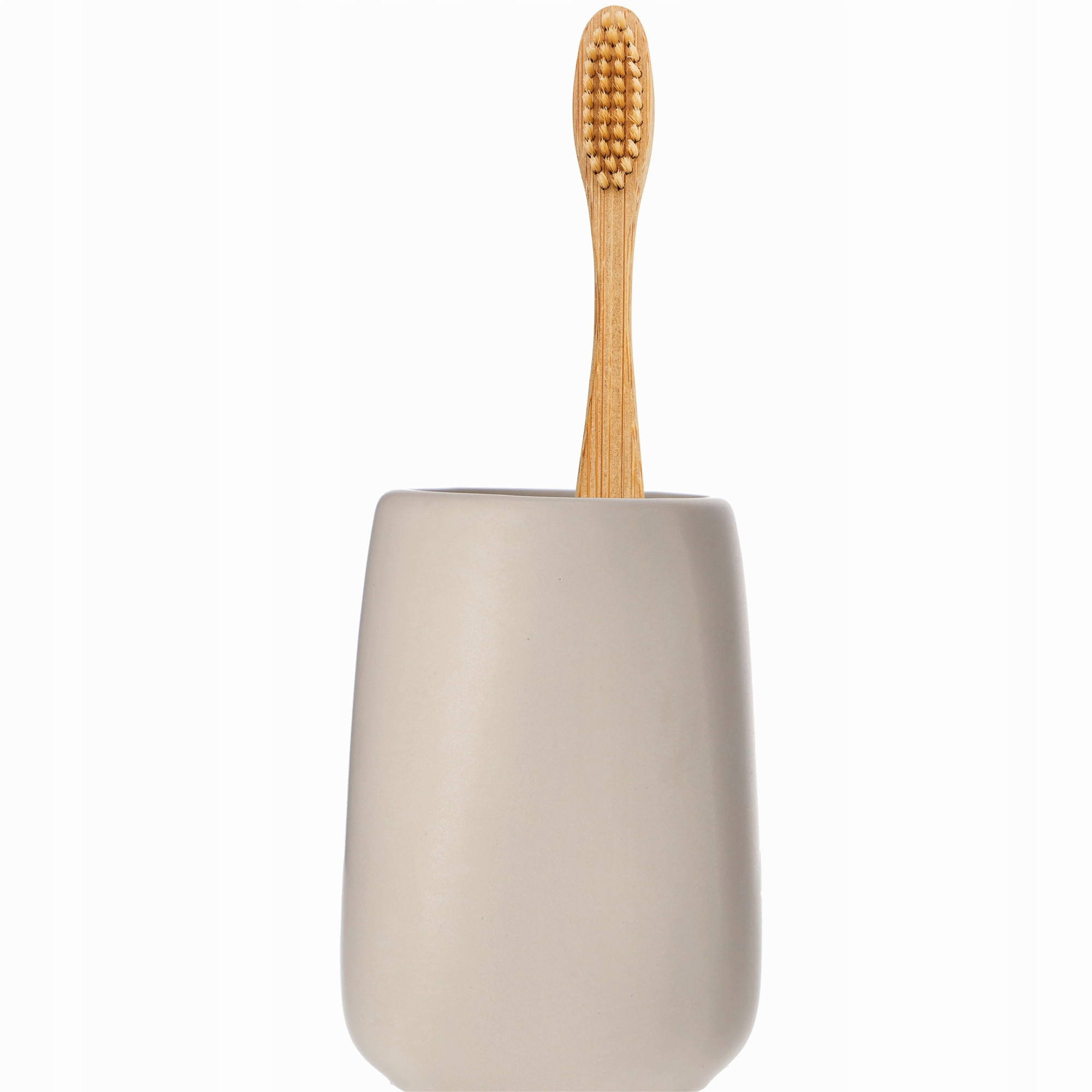 BADEZIMMERBECHER für Zahnbürsten, beige - Beige, Keramik (8/11cm) - KADAX