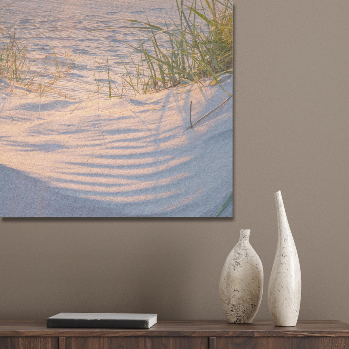 AKUSTIKBILD Strand - Sonne - Düne - Gras - Sand - Horizont Wanddeko 60x90 cm - Hellblau, Kunststoff (60/90/0.9cm) - MuchoWow