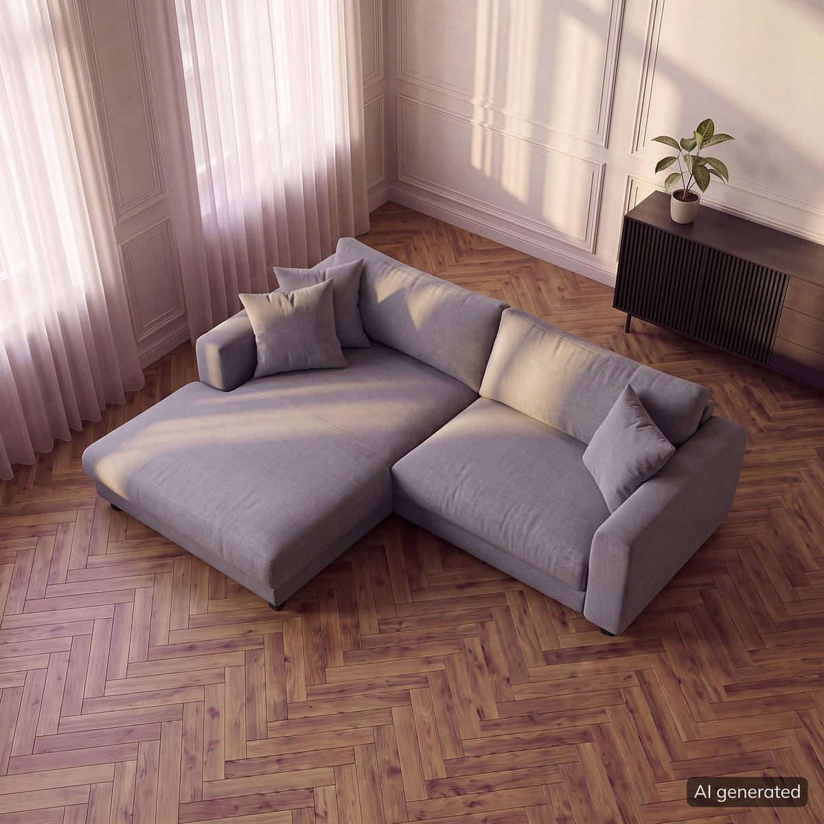 ECKSOFA mit Longchair - Schwarz/Grau, Holz/Kunststoff (238/183cm) - home24