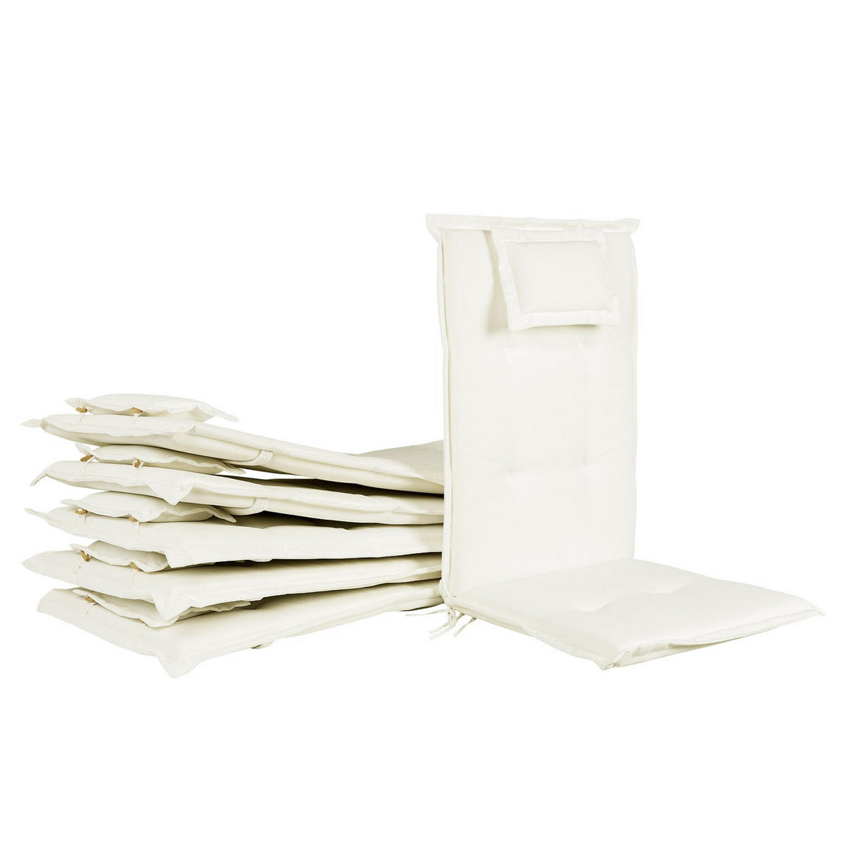 SITZAUFLAGEN 6ER SET Weiß Toscana - Weiß, Textil (50/71/45cm) - Beliani