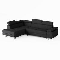 ECKSOFA CAROLINE Links Dunkelgrau Cord-Stoff L-Form Couch mit Schlaffunktion & Bettkasten - Chromfarben/Dunkelgrau, Textil (253/190cm)