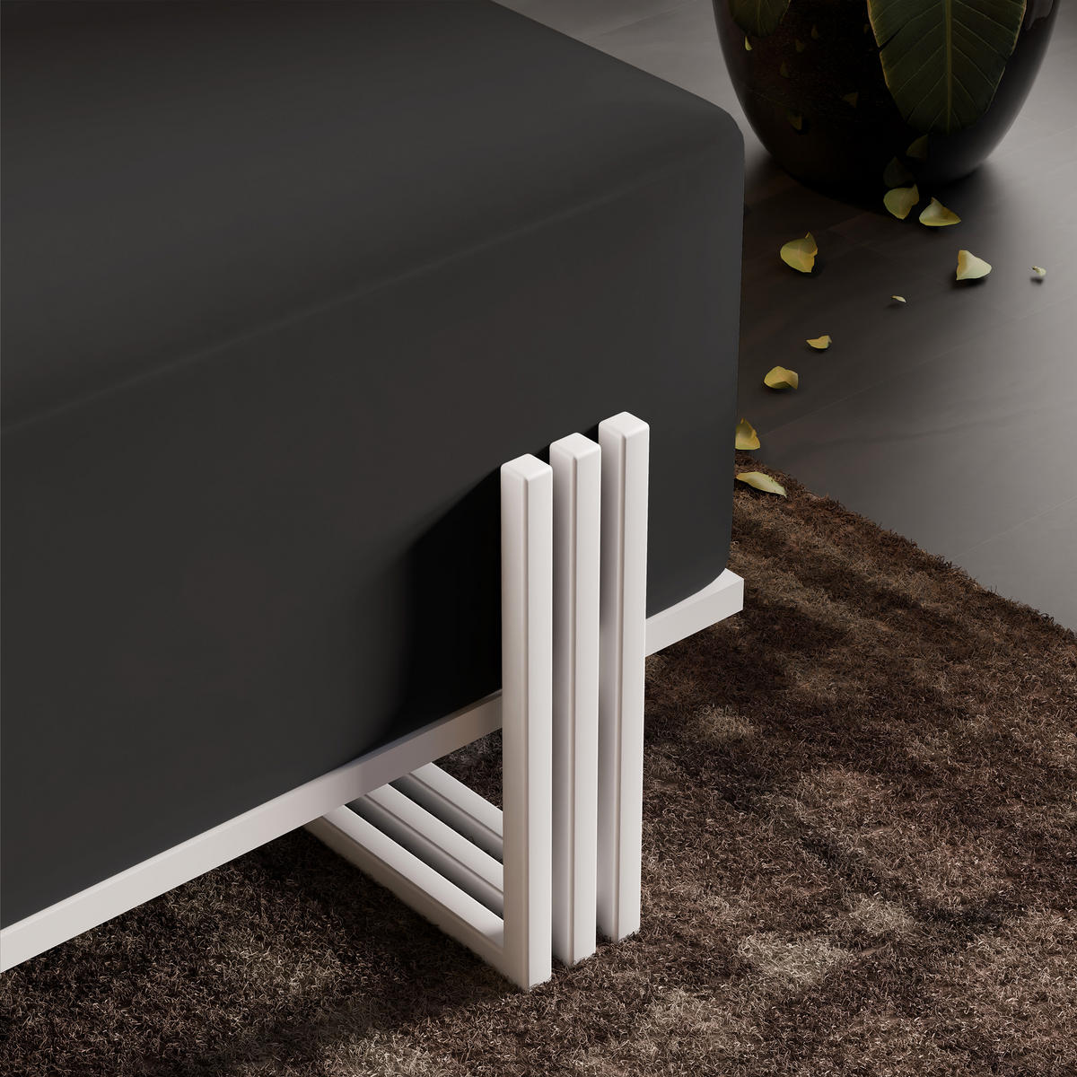 POLSTERBANK TEO 80 cm Weiß / Schwarz ,Metallgestell - Schwarz, Metall (80/47/35cm) - Idohome