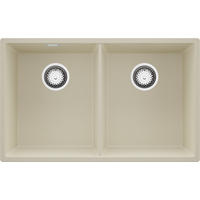 UNTERBAUSPÜLE GRANIT London Twin, 2-er set Beige 76/47 cm 2 Becken + Ablauf-Set ab 80er Unterschrank - Chromfarben/Beige, Kunststoff (76/20/47cm) - Primagran