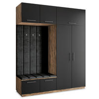 GARDEROBENSCHRANK REMA 200/240/60 cm Modern Eichefarben - Eichefarben/Schwarz, Holzwerkstoff (200/240/60cm) - MASSENO
