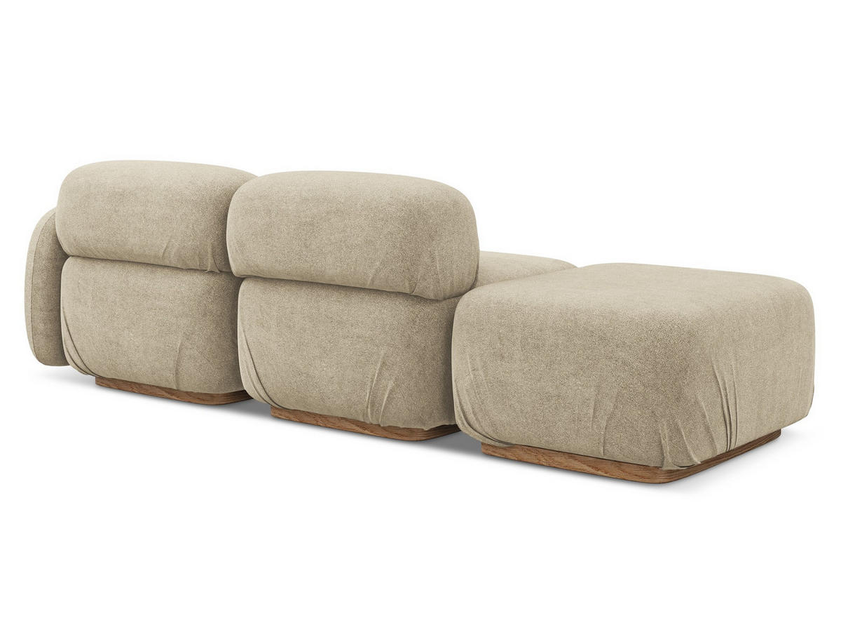 3-SITZER SOFA Links Bouclé Stoff Beige - Beige/Braun, Holz/Textil (258/73/95cm) - Makamii