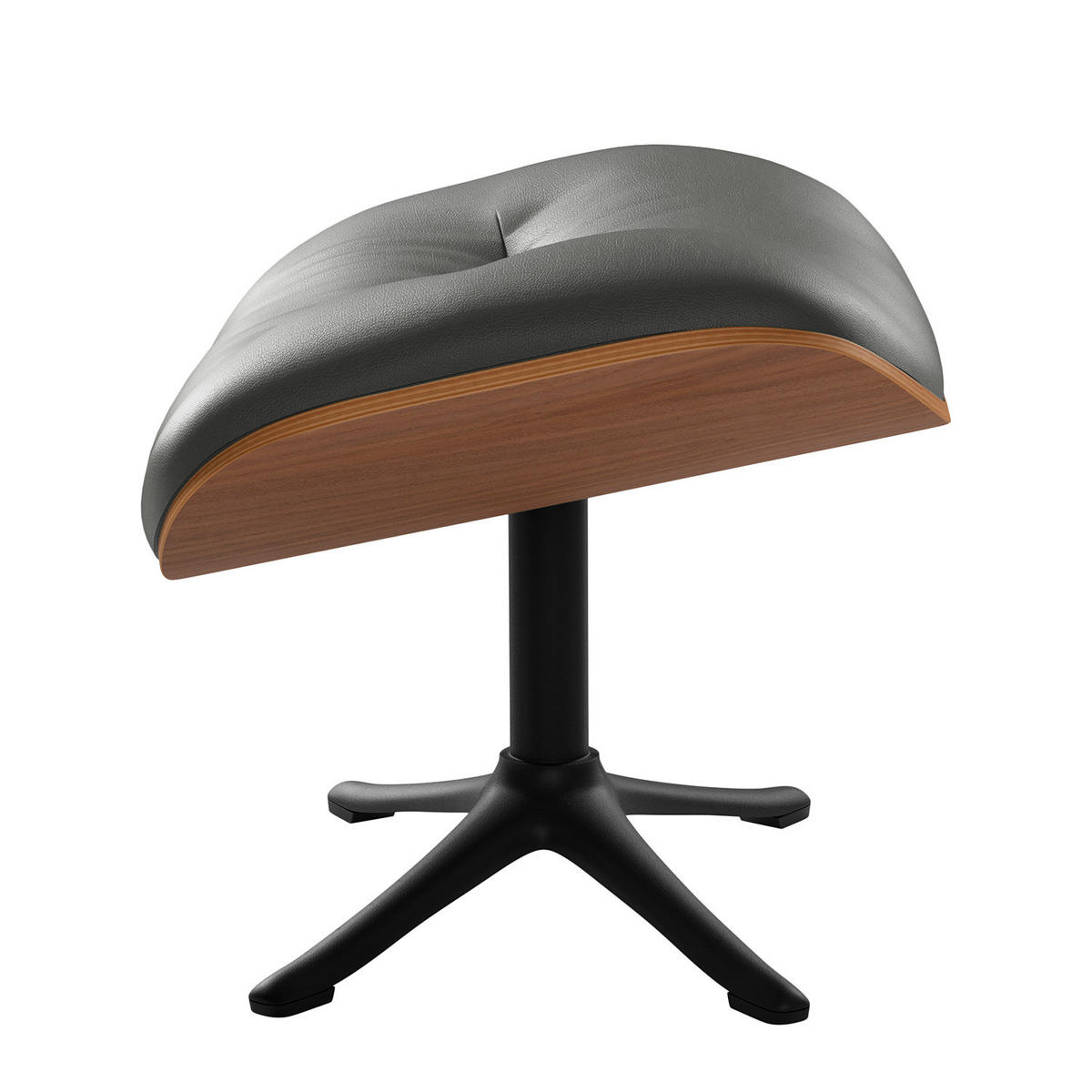 POLSTERHOCKER - Schwarz/Grau, Leder/Metall (44/39/42cm) - home24