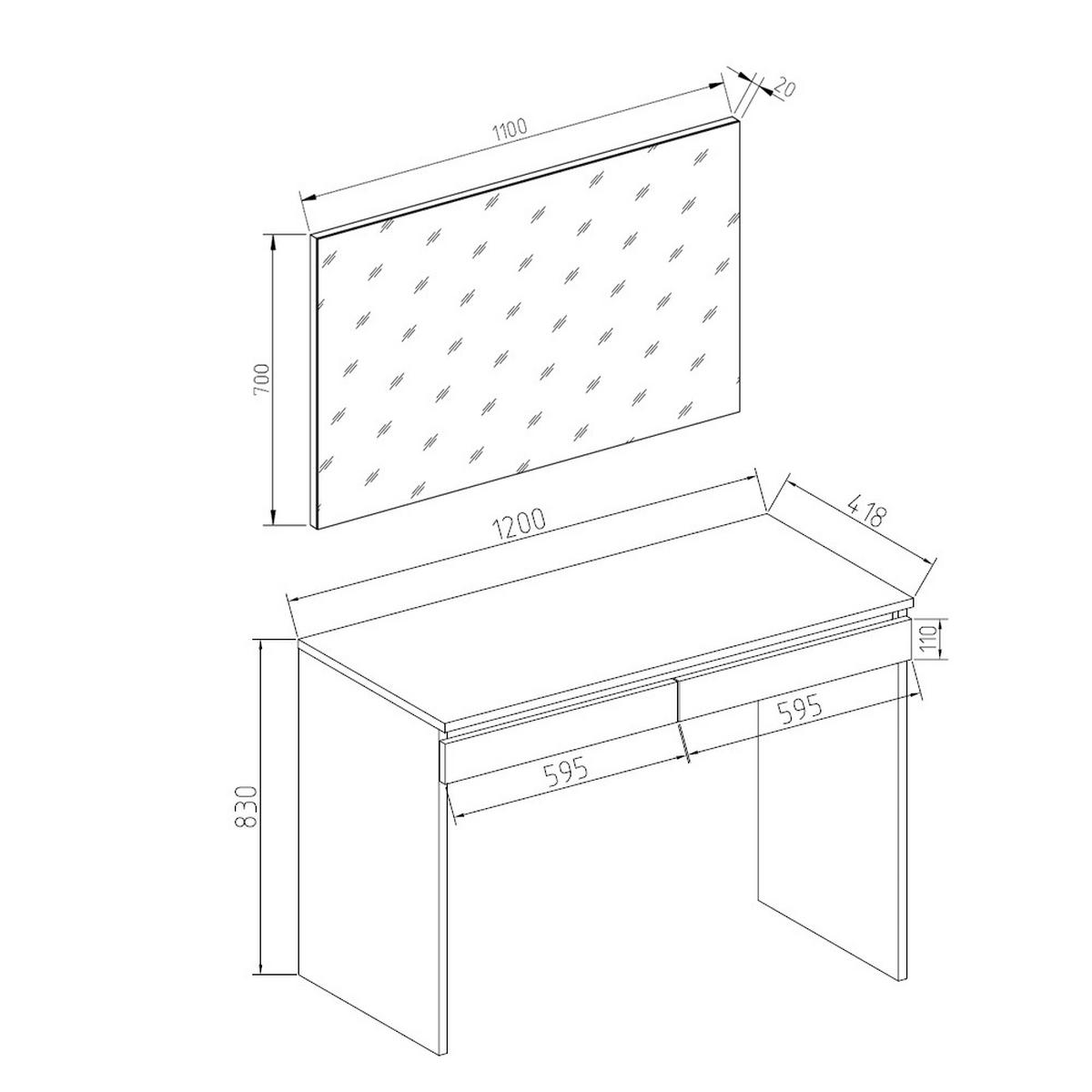 SCHMINKTISCH Emma Weiß 120 cm - Weiß, Holzwerkstoff (120/83/41.8cm) - Vicco