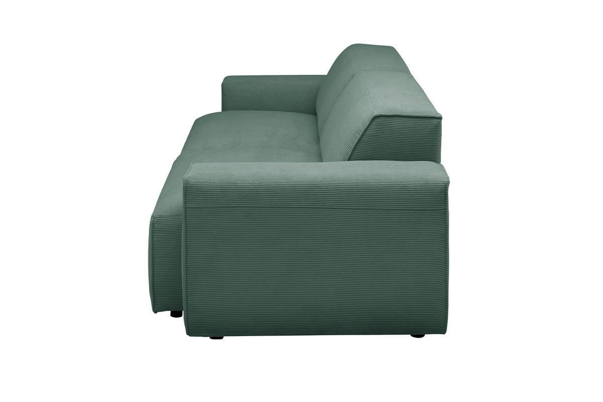 SOFA RANI Smaragdgrün Cord - Smaragdgrün/Schwarz, Kunststoff/Textil (256/71/101cm) - KAWOLA