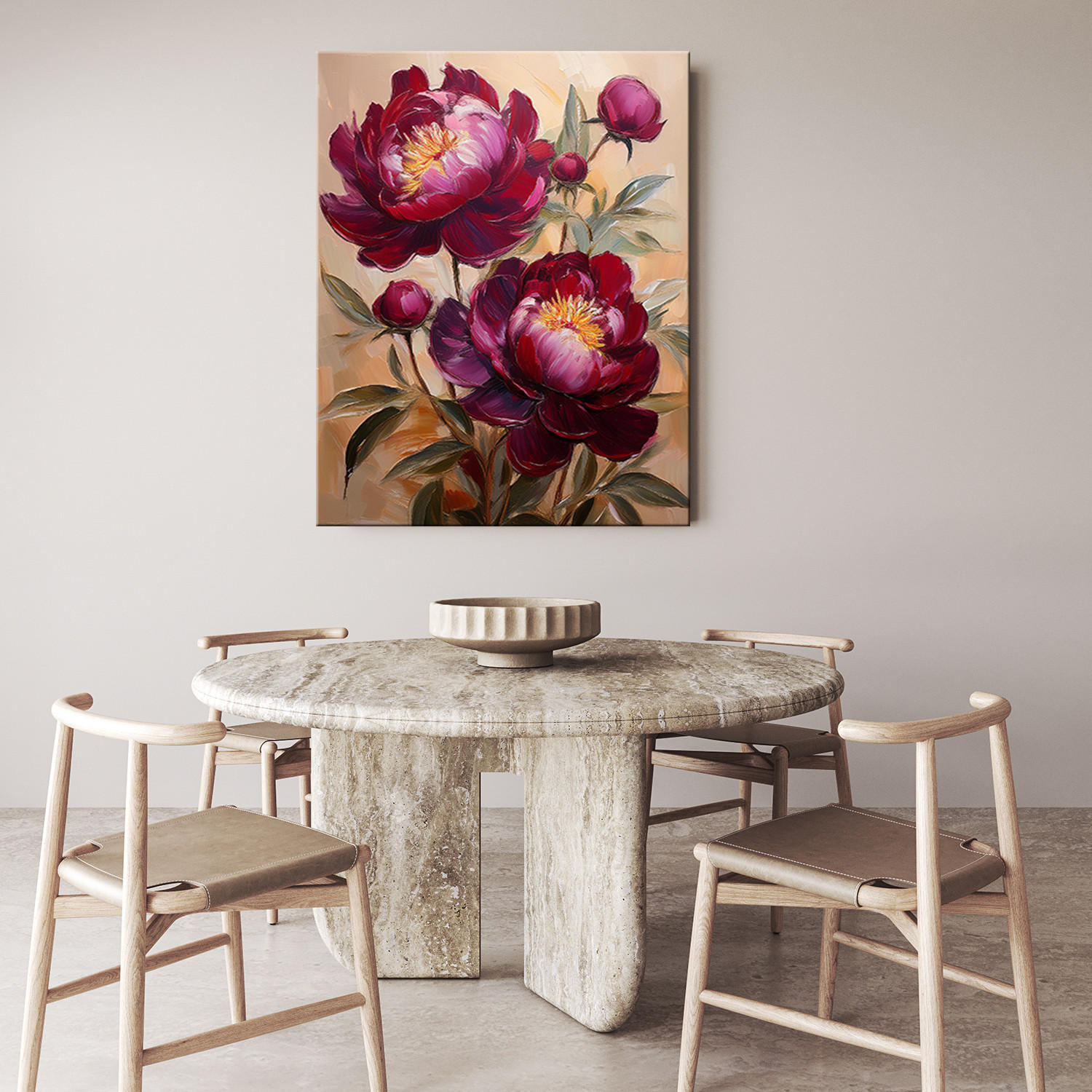 WANDBILD burgunder pfingstrose botanische blume - Rot, Textil (40/60cm) - Feeby