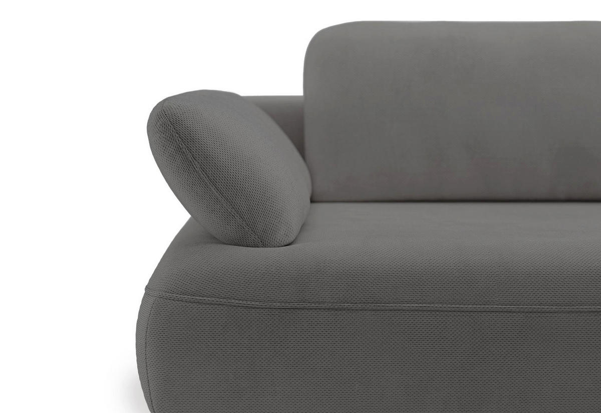 ECKSOFA Avolla Grau rechts - Schwarz/Grau, Textil/Metall (186/284cm) - Selsey