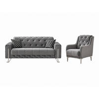 SITZGARNITUR Shimla, Grau Stellvariante 2+1 - Grau, Holzwerkstoff/Metall (160/80/100cm)