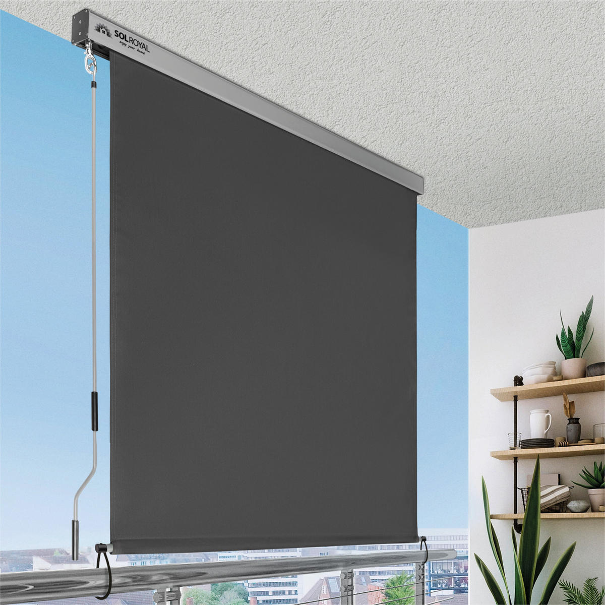SENKRECHTMARKISE SolVision MS5 1,4/2,5 m Anthrazit - Anthrazit, Kunststoff (140/250/1cm) - Sol Royal