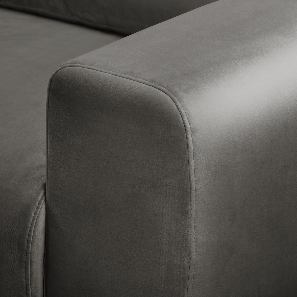 ECKSOFA - Samt - Grau, Textil (286/152cm) - home24