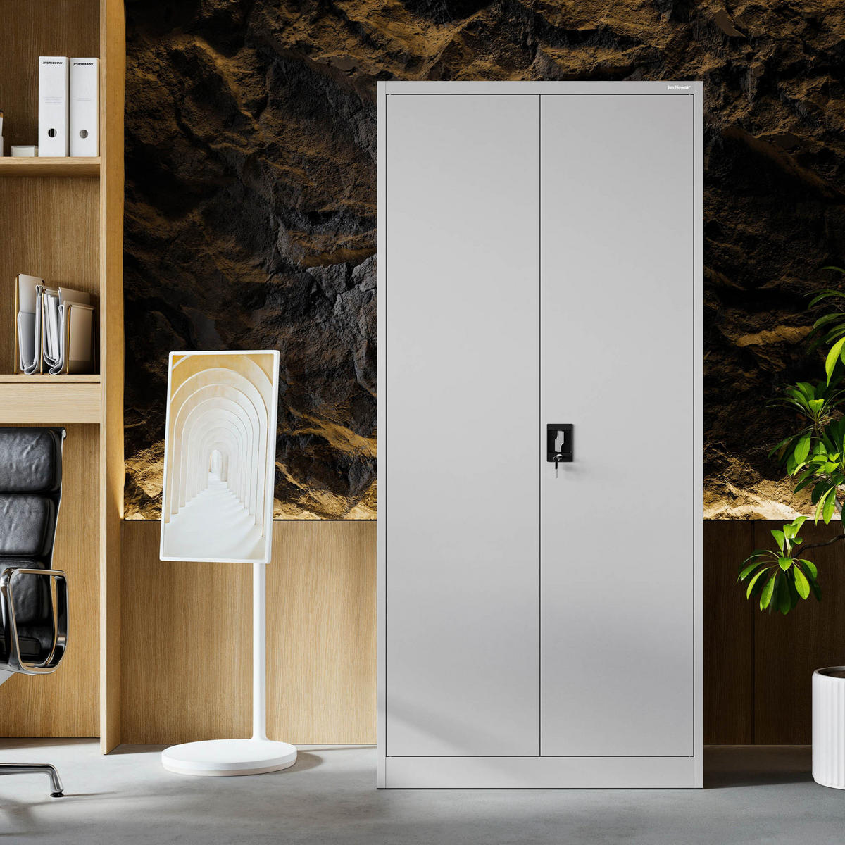 AKTENSCHRANK JAN H D600 - Grau, Metall (90/195/60cm) - Jan Nowak