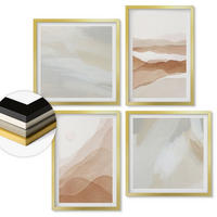 WANDBILDER 4er Set - 50x50 cm & 40x60 cm Goldrahmen - Abstrakte braune Landschaften - Goldfarben, Kunststoff (50/50cm) - ArtPrintCave