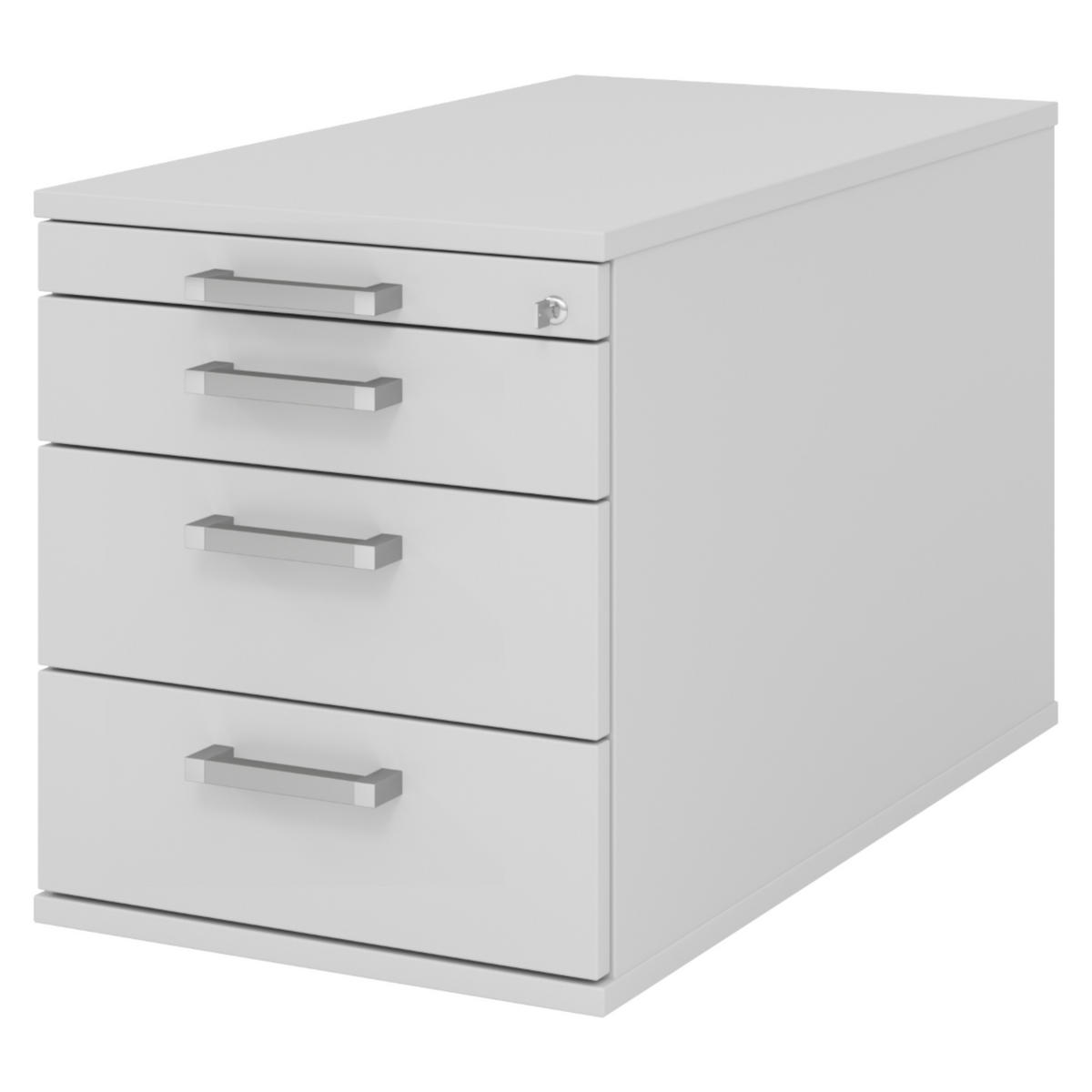 ROLLCONTAINER - mit 3 Schubladen 80/42,8/51,2 cm in Grau Chromgriff (Metall) - Grau, Holzwerkstoff (42.8/51.2/80cm) - bümö