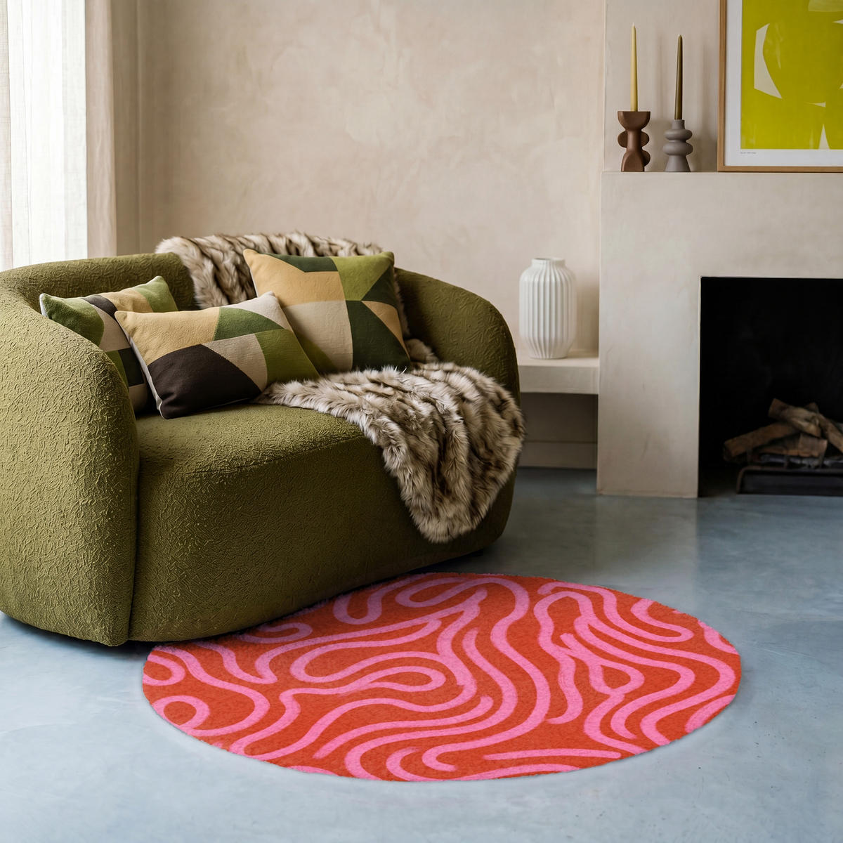 KOBERCE - Ružová - 90x90 cm - červená, textil/plast (90/0.4cm) - OnlyWow