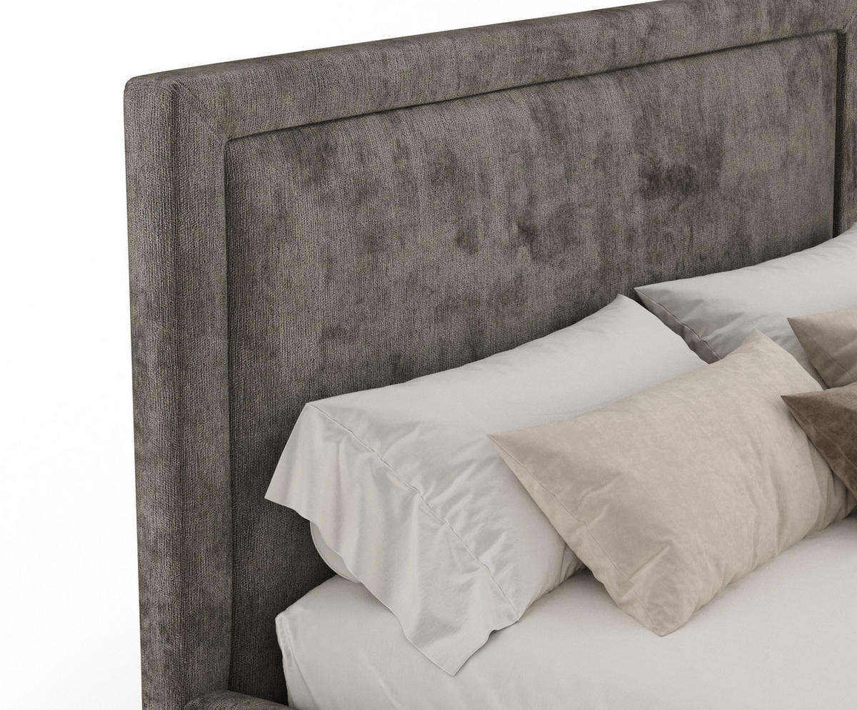 POLSTERBETT Ordina Grau Braun 120/200 cm im Chenille-Stoff - Graubraun/Naturfarben, Holz/Holzwerkstoff (120/200cm) - Maison de Reve