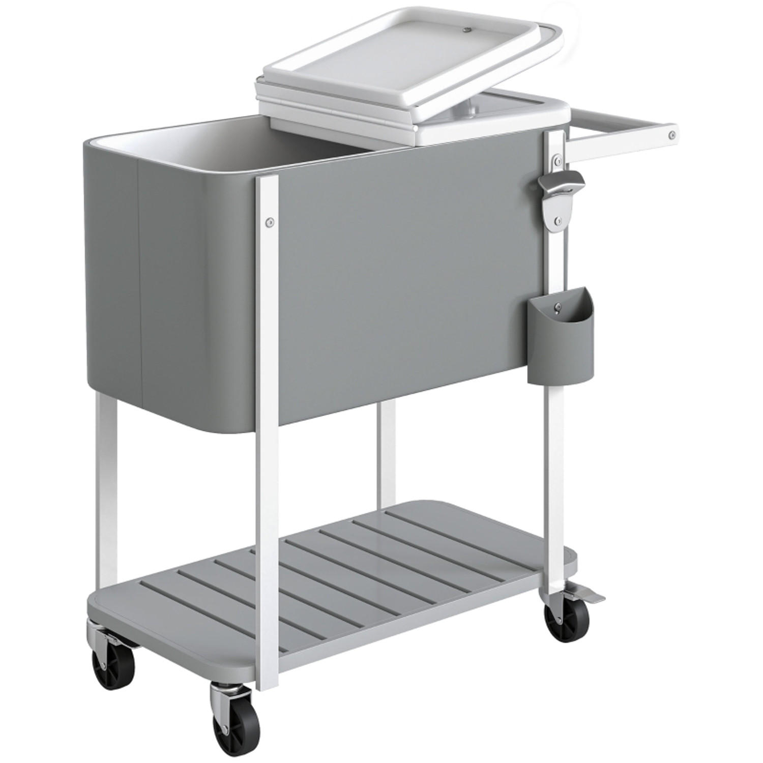KÜCHENWAGEN 56L Kapazität, Mobiler Getränkewagen MIT ROLLEN, Für Gartenpartys - Grau, Holzwerkstoff (38/83/84cm) - Rolipo
