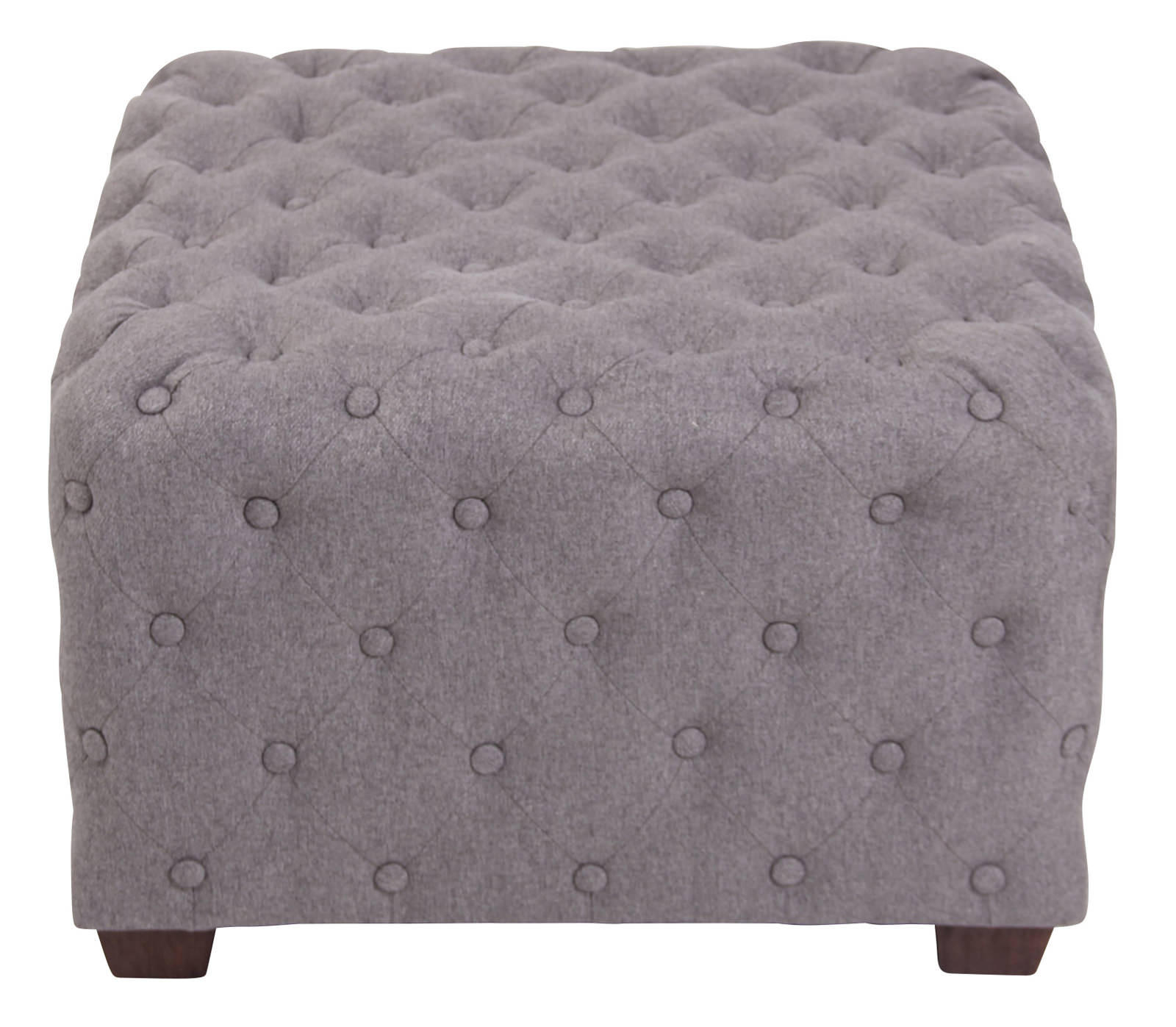 SITZWÜRFEL eckig 65/65/44 cm Stoff grau - Eukalyptusholzfarben/Grau, Holz/Textil (65/44/65cm) - CLP