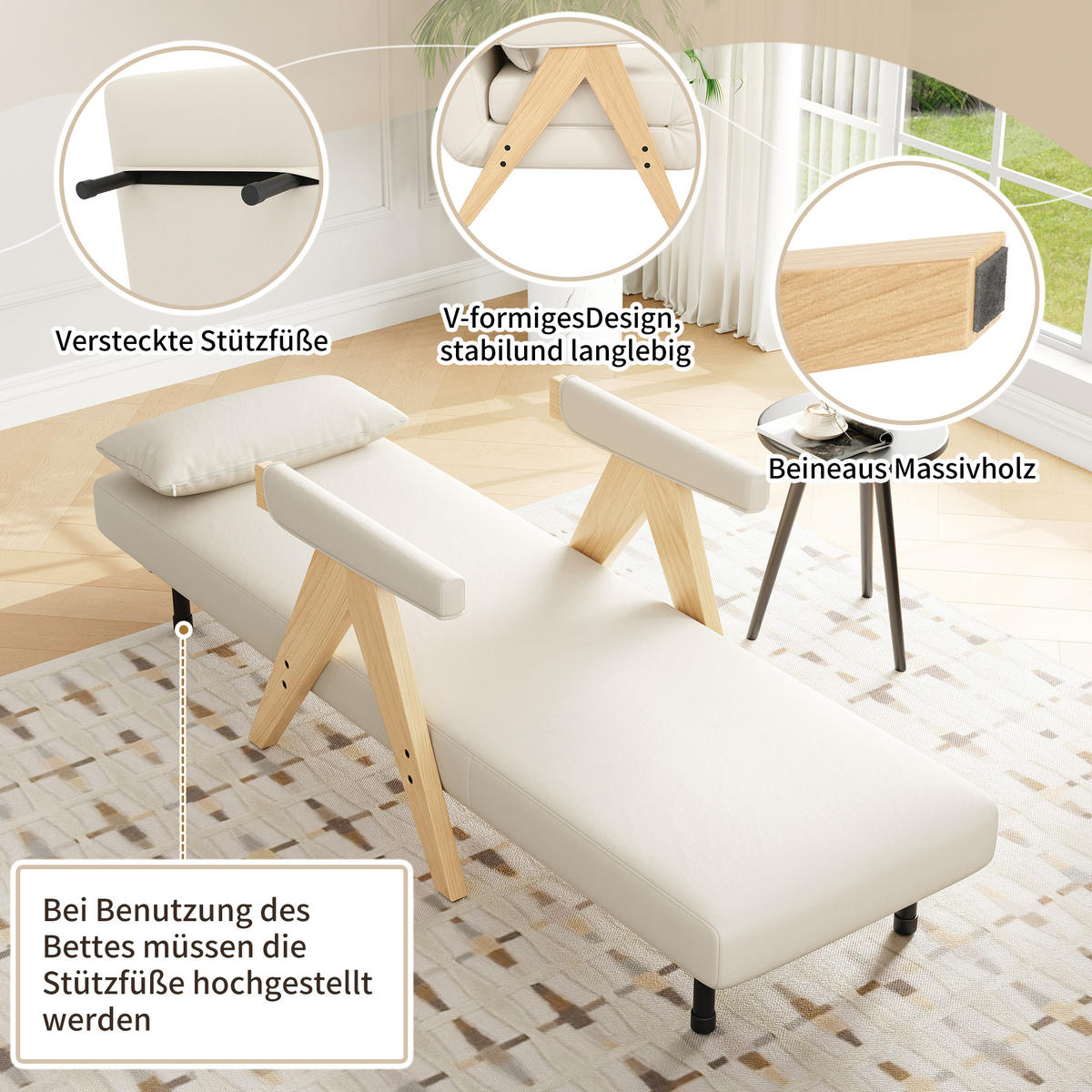 SCHLAFSESSEL Leinen mit 6-fach verstellbarer Rückenlehne 87/64/60 cm Beige - Beige, Textil (87/64/60cm) - Redom