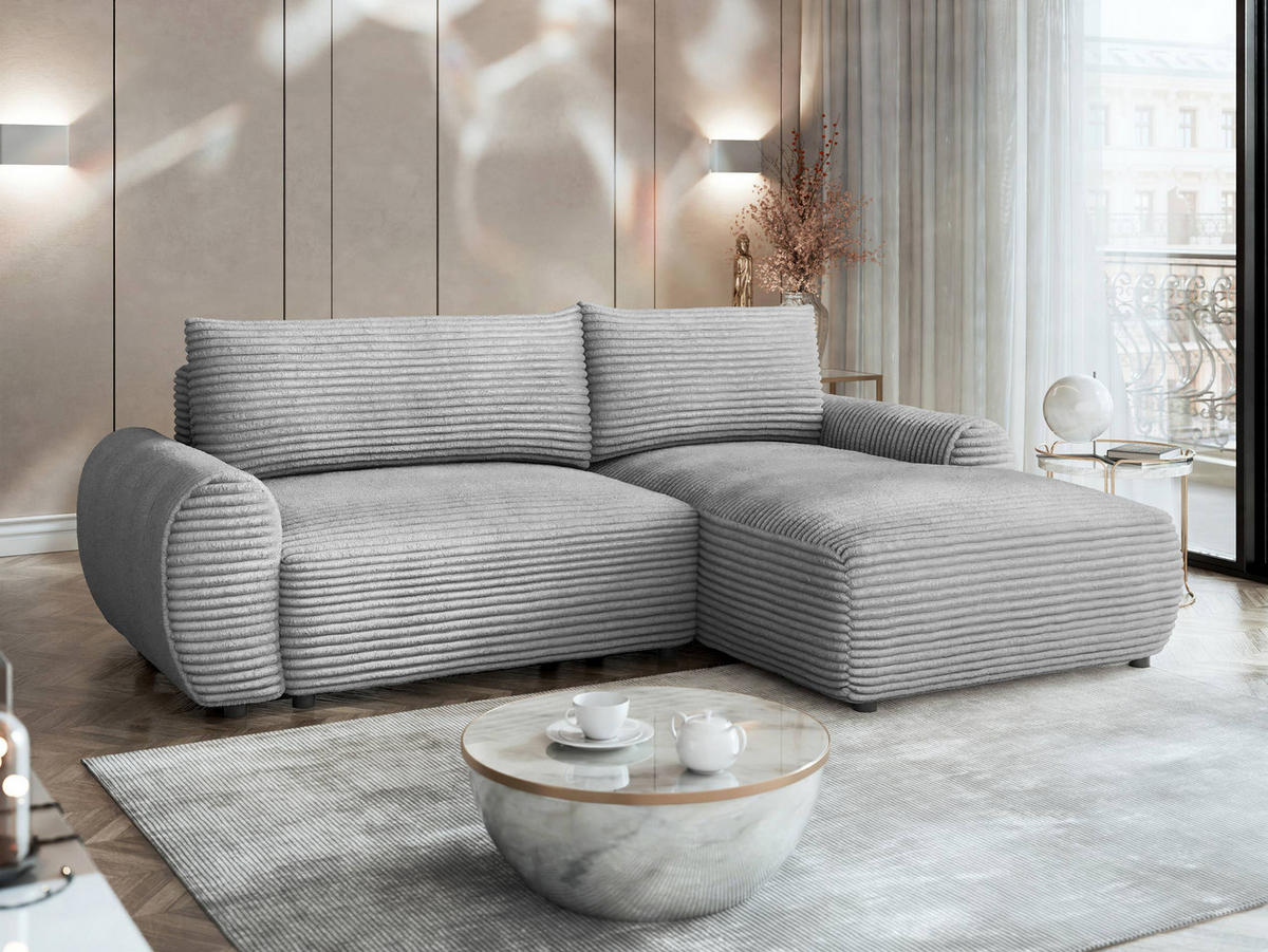 ECKSOFA Bello, Seite: Rechts - Hellgrau/Schwarz, Holz/Kunststoff (267/177cm) - MIRJAN24