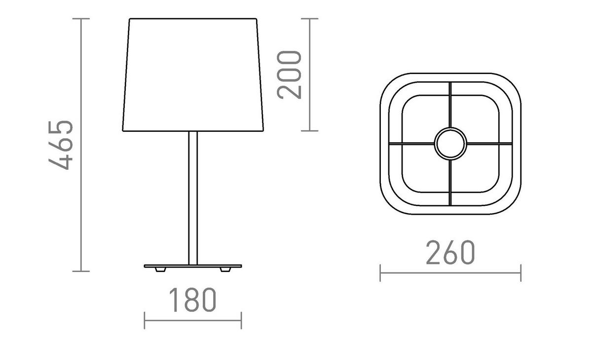 TISCHLEUCHTE PERTH Schwarz 11 W - Schwarz, Metall (26/26/46.5cm) - Rendl
