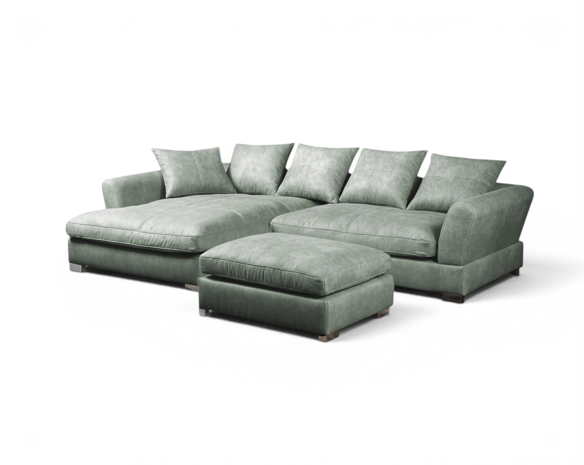 ECKSOFA Tizian Inkl. Hocker - Hellgrün, Holzwerkstoff/Textil (182/290cm) - Fun Möbel