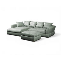 ECKSOFA Tizian Inkl. Hocker - Hellgrün, Holzwerkstoff/Textil (182/290cm) - Fun Möbel