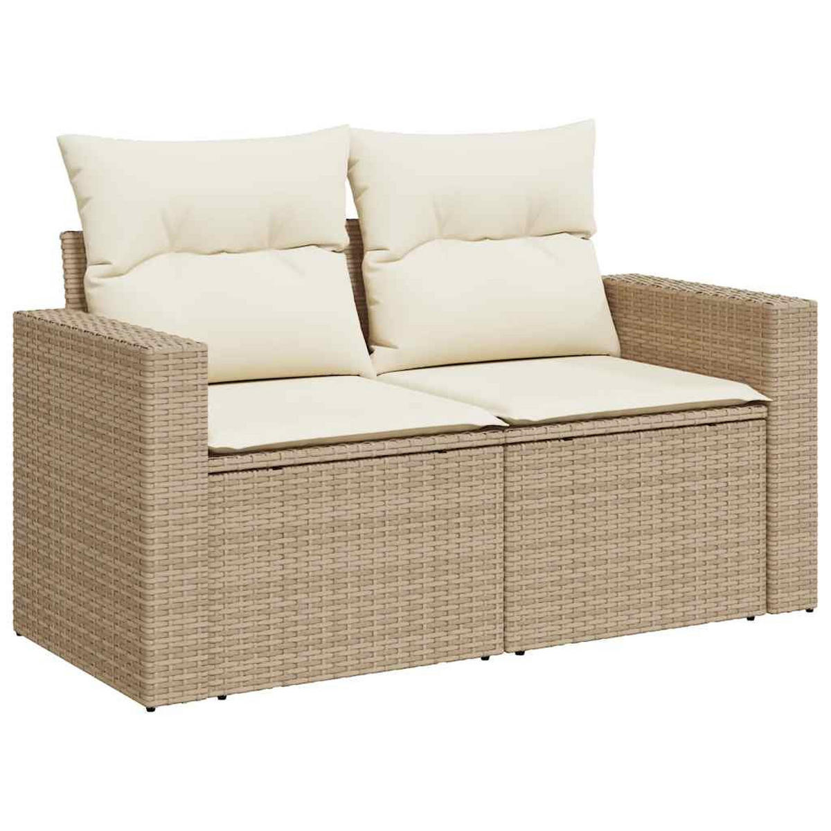 GARTEN-SOFAGARNITUR 4-TLG. Mit Kissen Beige Poly Rattan - Beige, Kunststoff - vidaXL