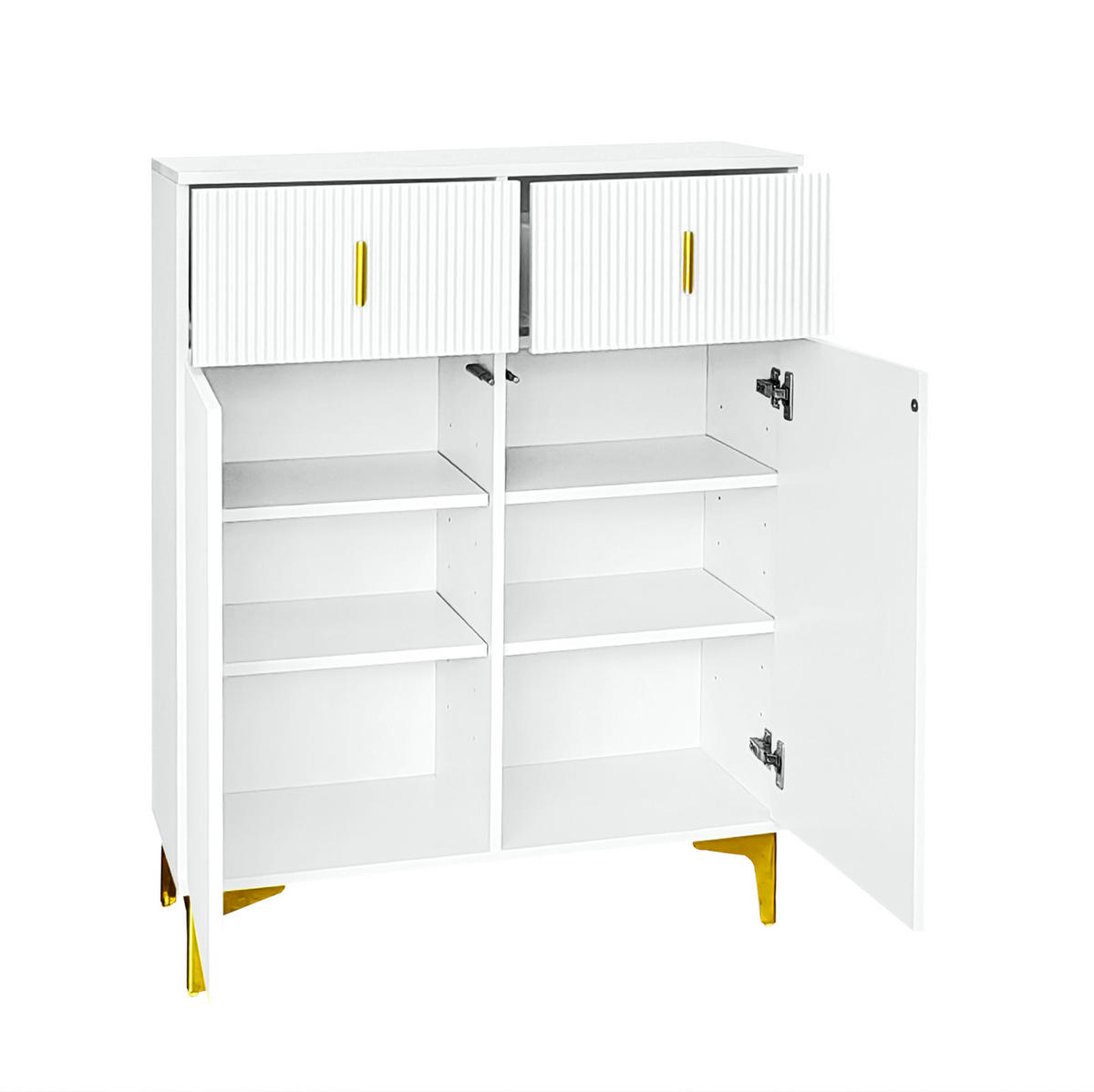 HIGHBOARD 83/35/101 cm mit 2 Türen & 2 Schubladen in Weiß - Weiß, Holzwerkstoff (83/101/35cm) - BEAOK