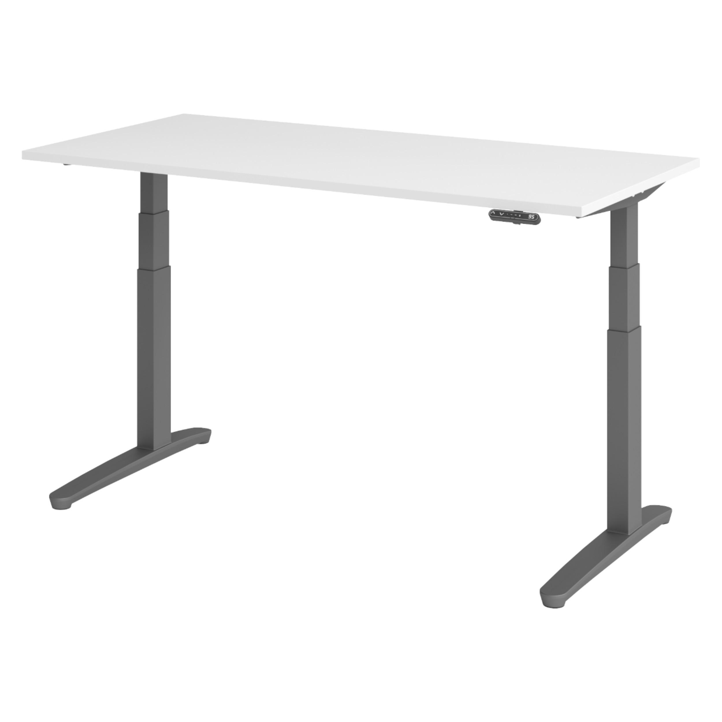 SCHREIBTISCH elektrisch XBHM 80/160/74 cm in Weiß/Graphitfarben - Graphitfarben/Weiß, Holzwerkstoff (80/160/74cm) - bümö