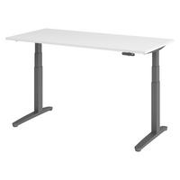 SCHREIBTISCH elektrisch XBHM 80/160/74 cm in Weiß/Graphitfarben - Graphitfarben/Weiß, Holzwerkstoff (80/160/74cm) - bümö