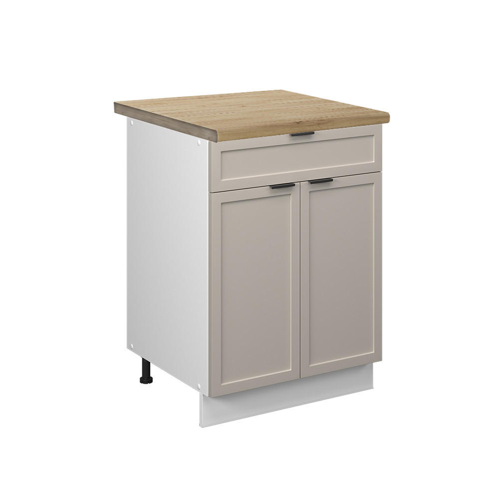 KÖKSUNDERSKÅP Fame-Line Gråbeige 60 cm med låda, AP ek Greige, Vit 82/60/60 cm