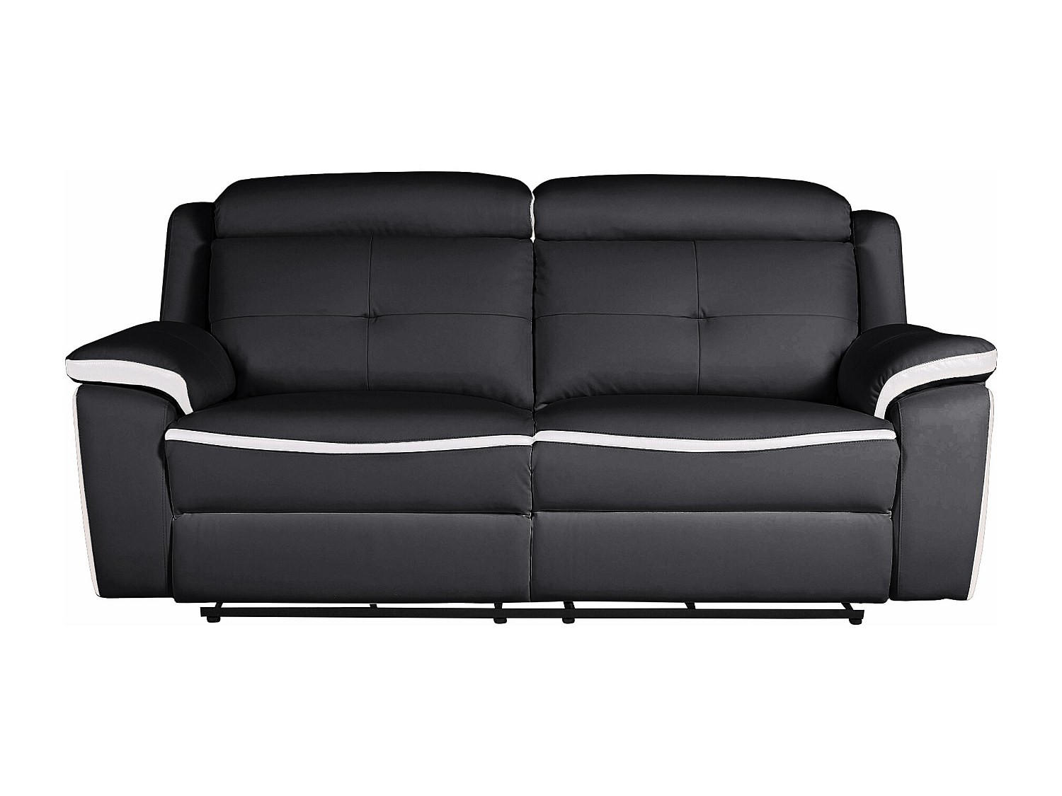 RELAXSOFA - 3 Personen - Leder - Schwarz, Weiß - - Schwarz/Weiß, Leder (207/92/97cm) - Vente-Unique