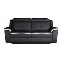 RELAXSOFA - 3 Personen - Leder - Schwarz, Weiß - - Schwarz/Weiß, Leder (207/92/97cm) - Vente-Unique