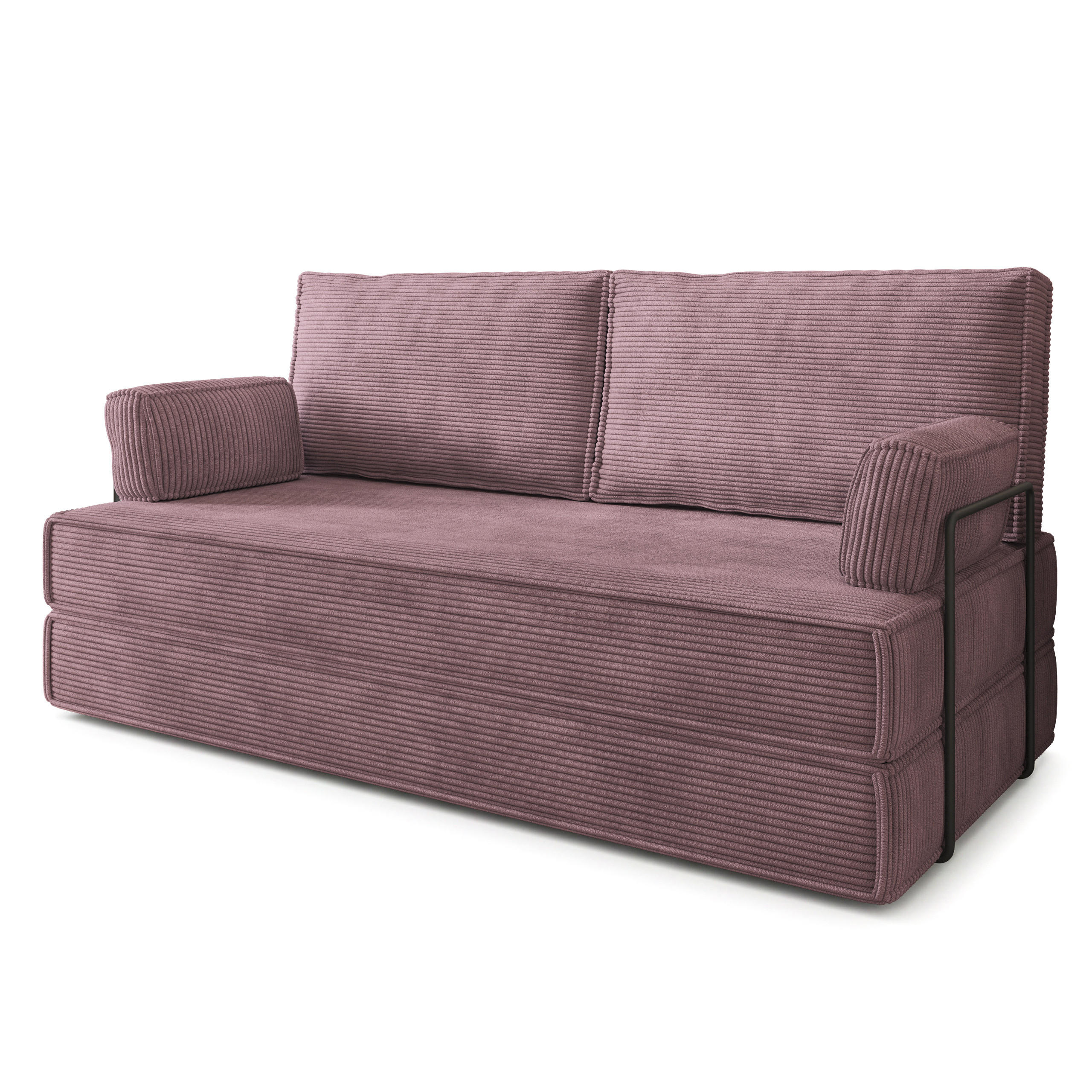 BETTSOFA SILAR aus Schaumstoff Kordstoff Lila Schlaffunktion - Lila, Textil (170/86/80cm) - MASSENO