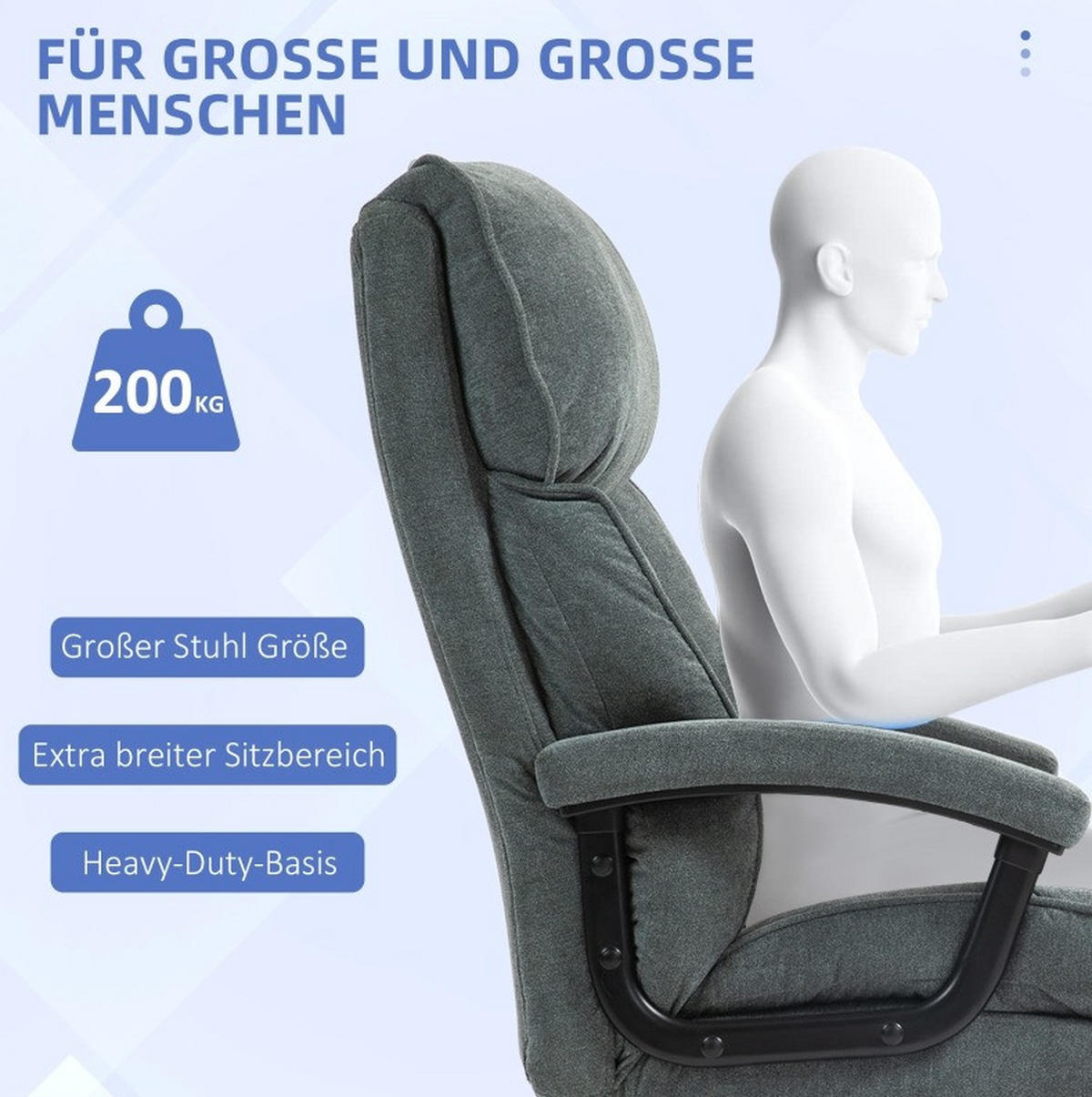 BÜROSTUHL ergonomisch höhenverstellbar 68,5 x 79 x 117-125 cm Polyester Grey - Grau, Kunststoff (79/125/68.5cm) - Meubliv