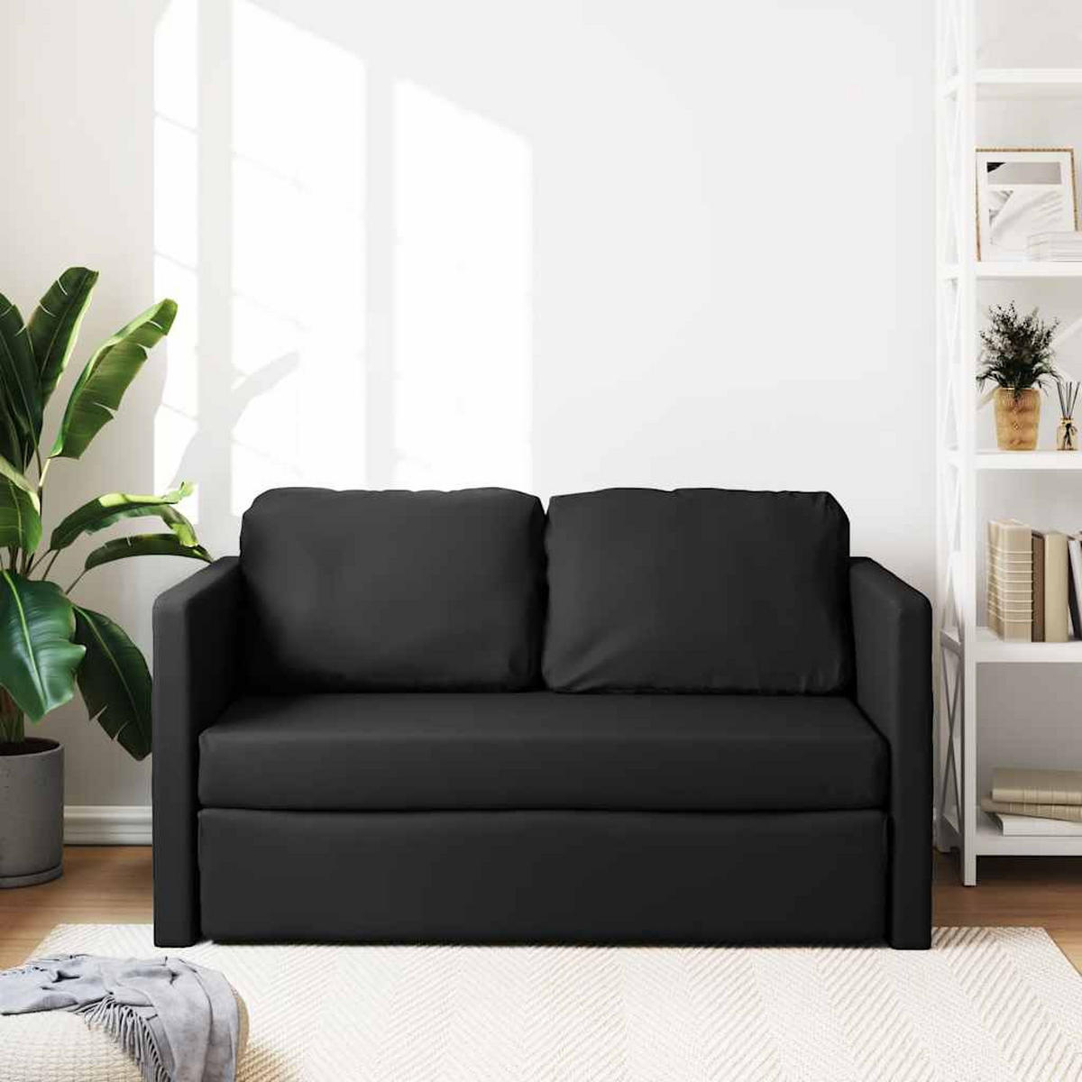 SCHLAFSOFA Taylor - Schwarz, Leder (112/60/55cm) - Nettlife