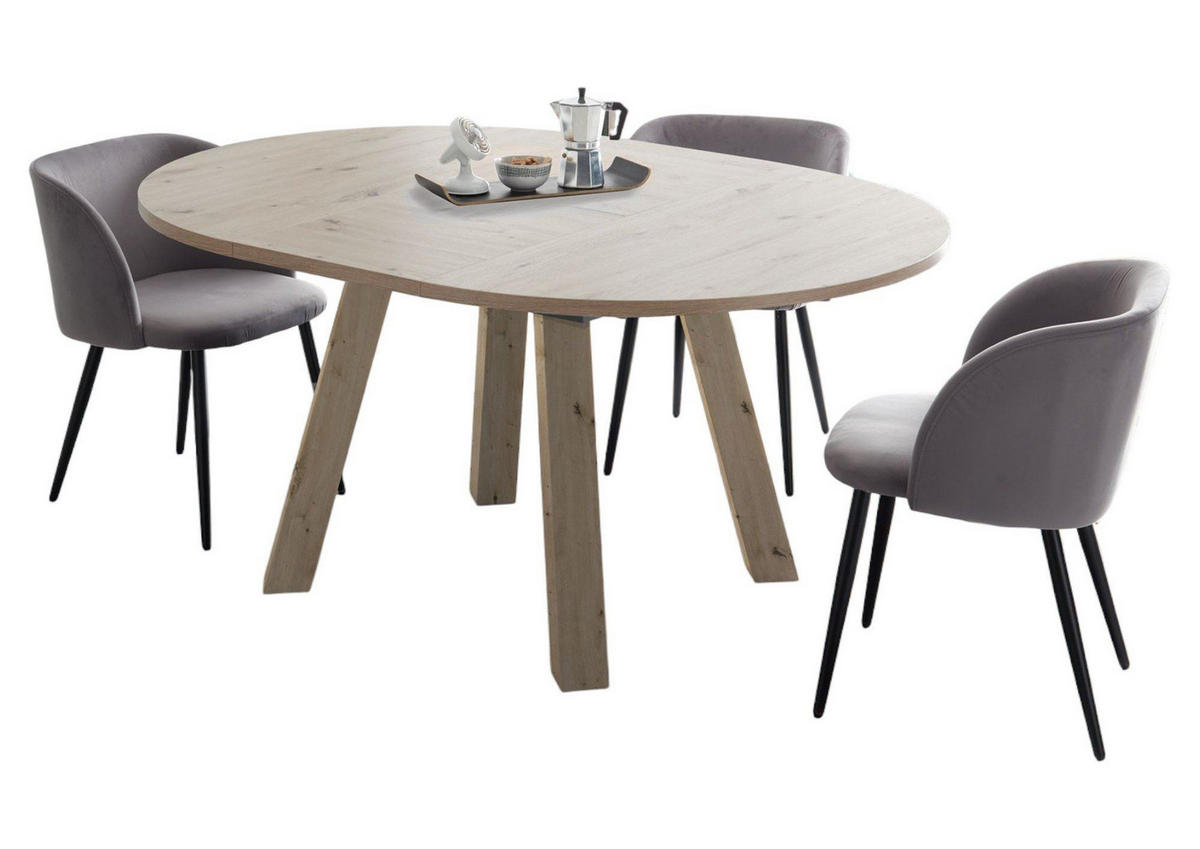 ESSTISCH Rund ausziehbar Edda 1 110 x 110 x 78 Küchentisch Asteiche - Naturfarben, Holz (110/110/78cm) - 58aufmkessel