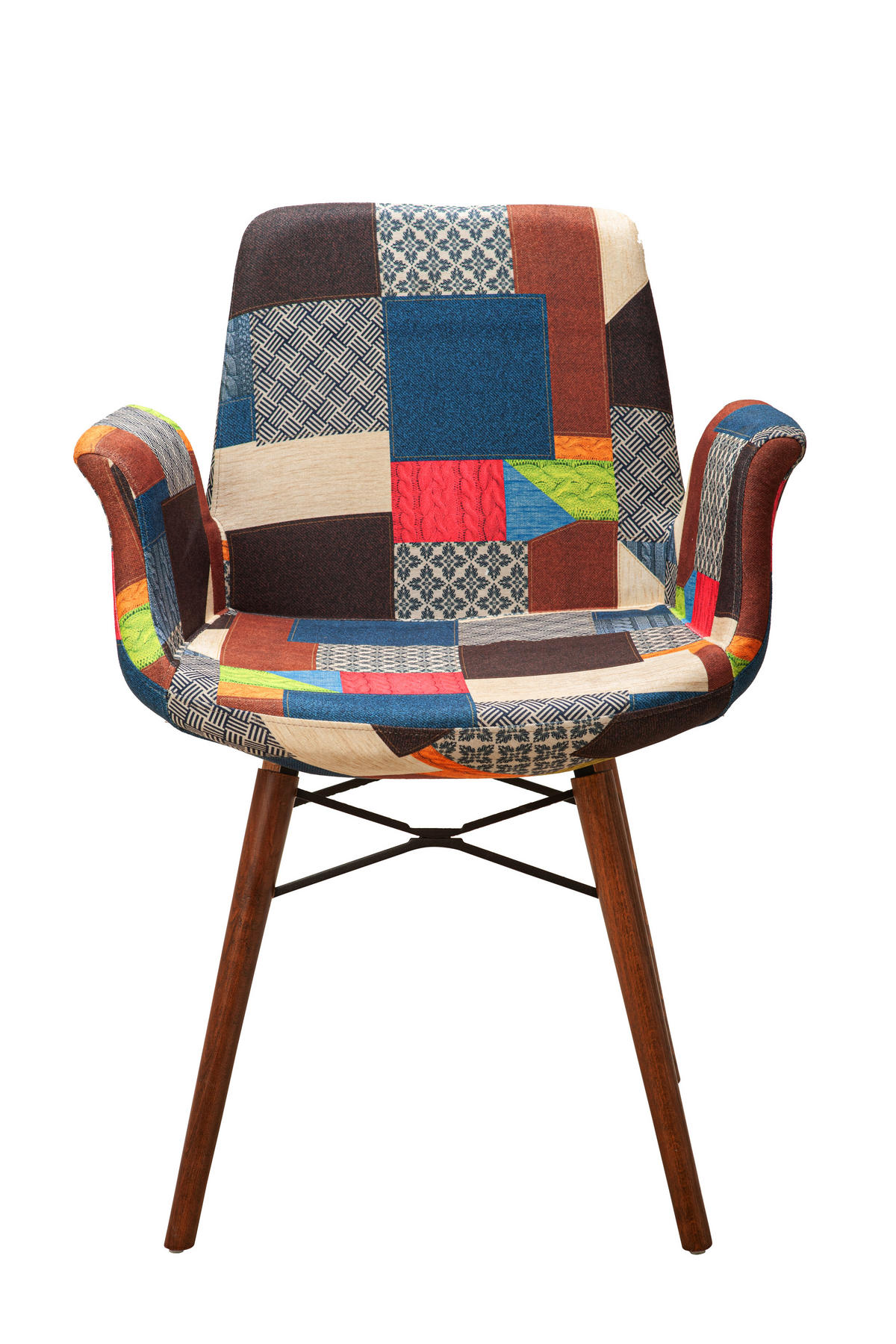 ARMLEHNENSTUHL ORLANDO mit Holzbeinen in multi-blau - Multicolor, Holz/Textil (61/82/52cm) - Stuhlmann