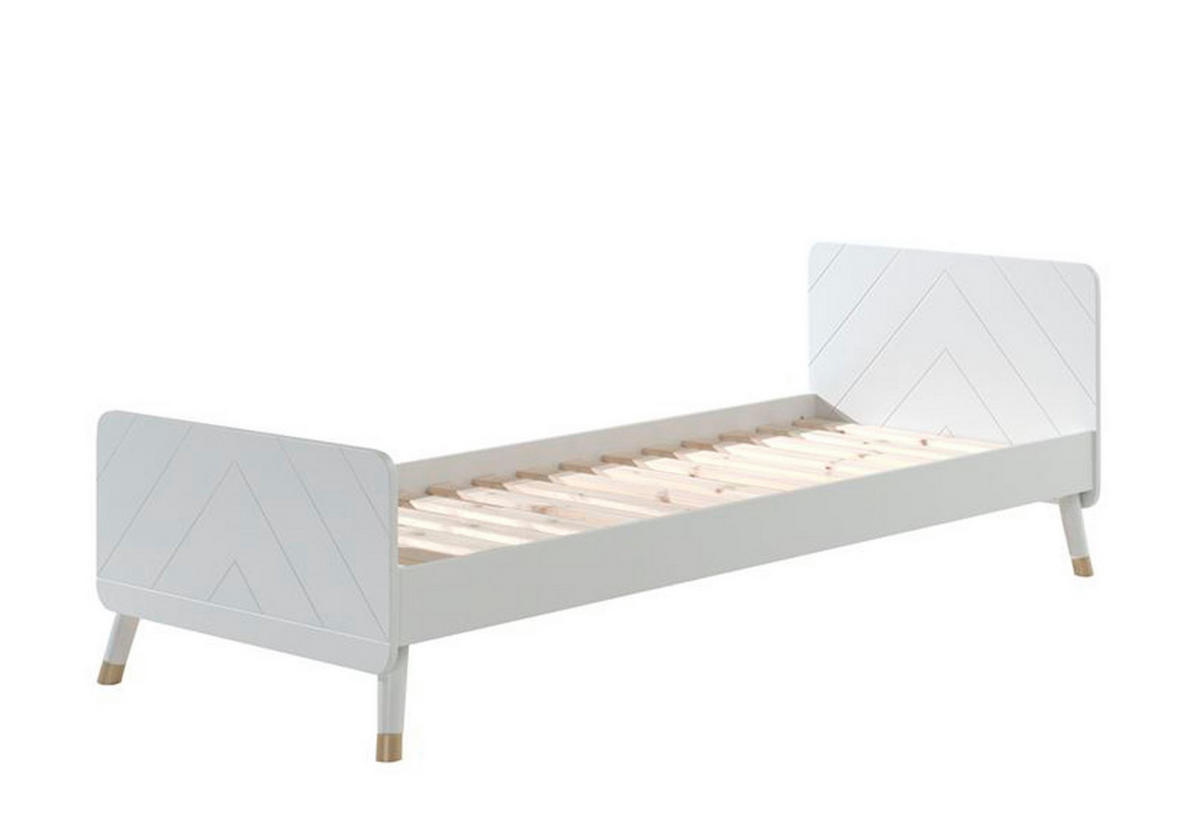 EINZELBETT Kamillah 204x74x95 aus MDF in Satin Weiß - Weiß, Holzwerkstoff (90/200cm) - 58aufmkessel