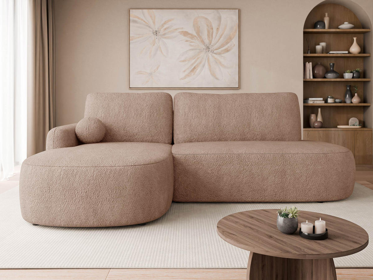 ECKSOFA Loridu O, Seite: Links - Schwarz/Rosa, Holz/Kunststoff (274/174cm) - MIRJAN24
