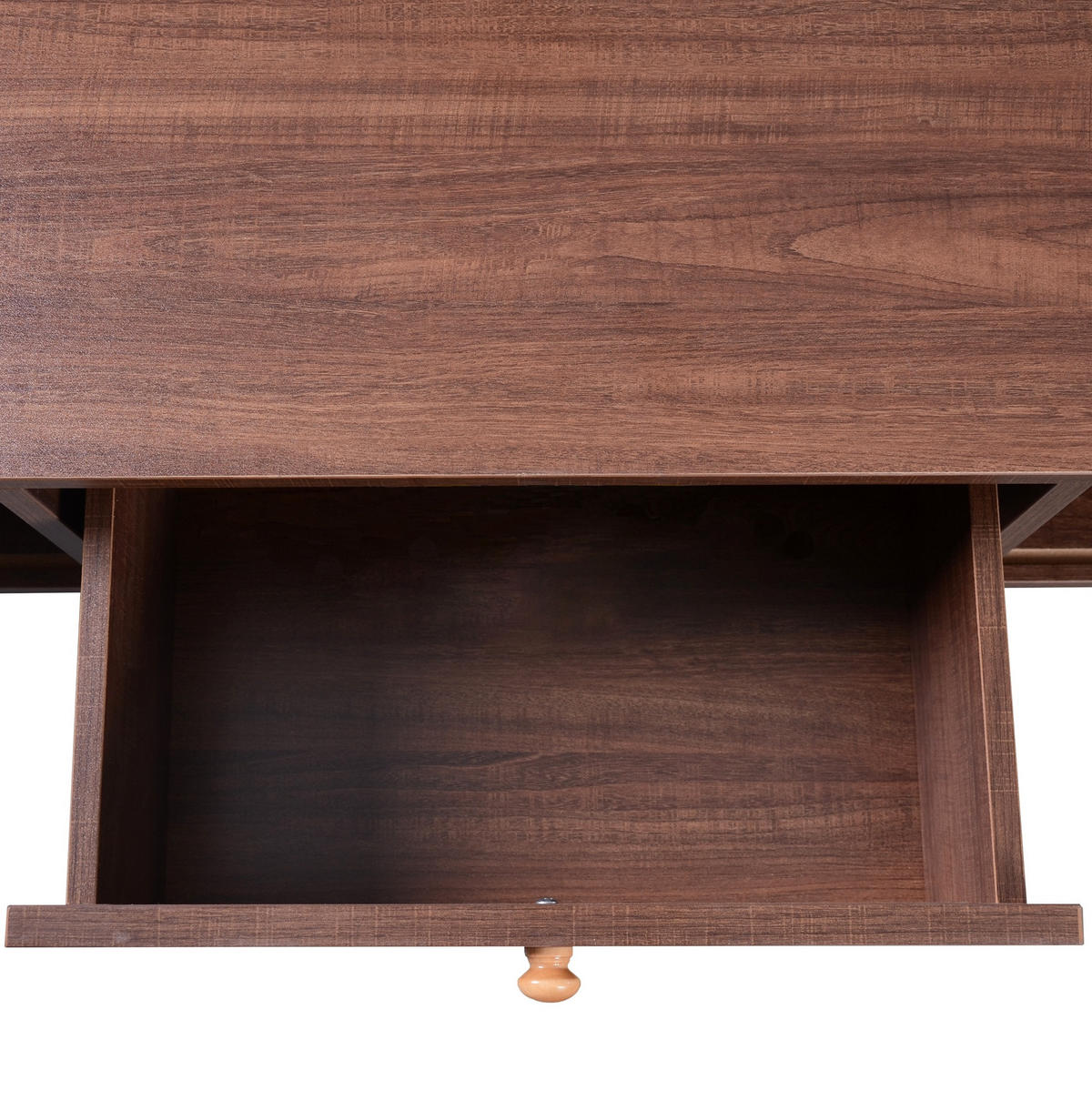 COUCHTISCH aus MDF 110x55x38,5 cm Naturfarben mit Schubladen, Türen und Rattan-Details - Naturfarben, Holzwerkstoff (110/55/38.5cm) - IVMEU