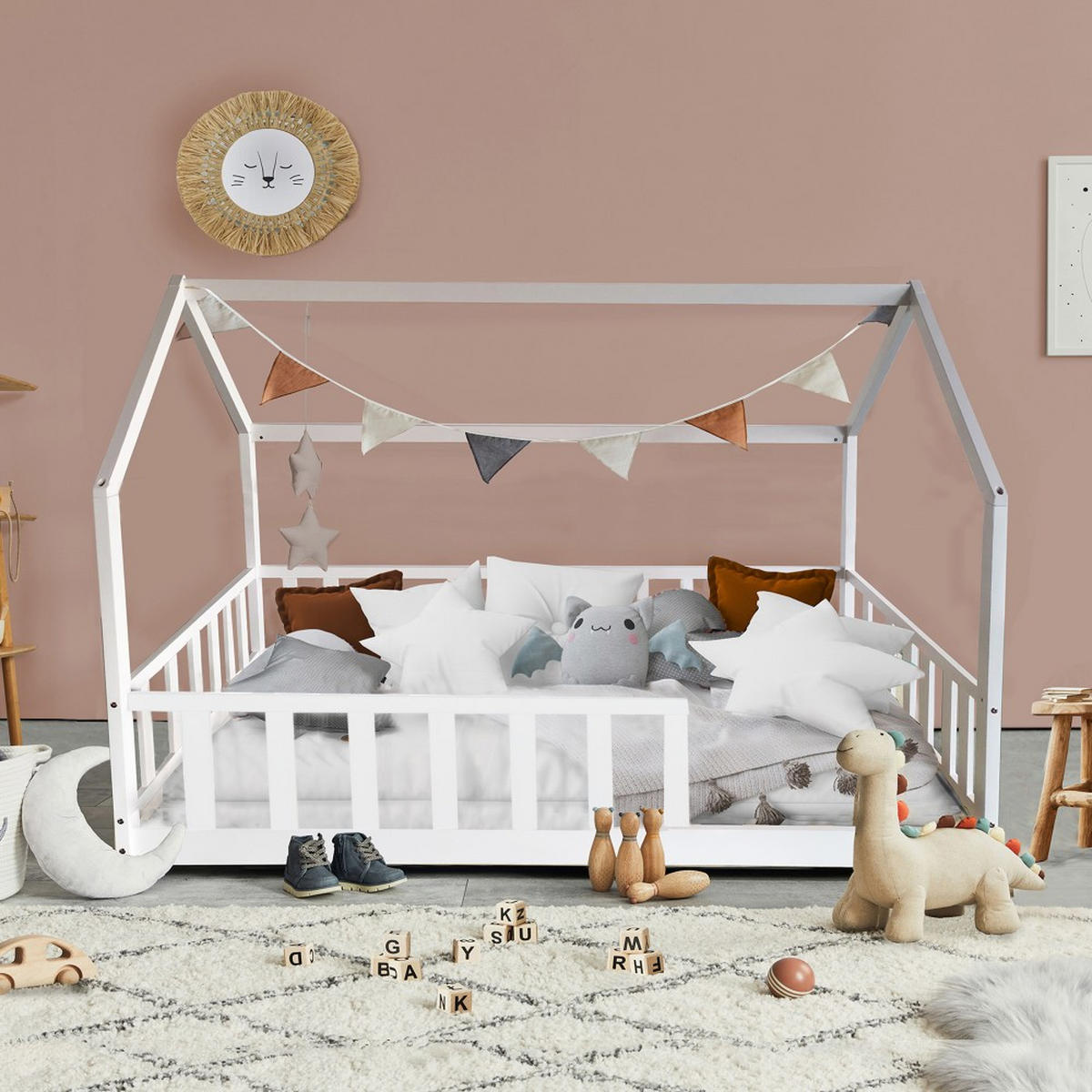 HAUSBETT KIWI mit Matratze/ Kinderbett 90x190 cm - Weiß - Weiß, Holz (90/190cm) - Weber Industries